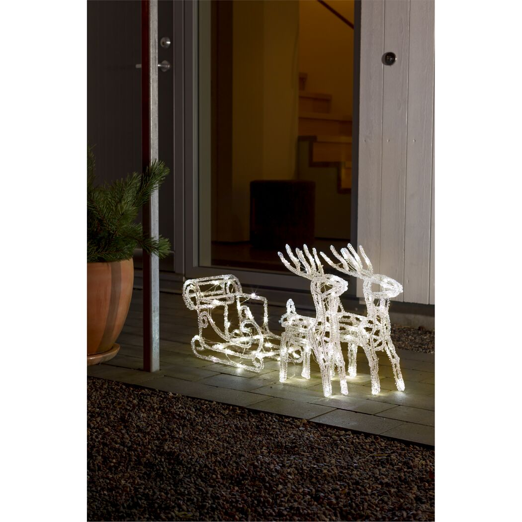 LED-Rentiere mit Schlitten 96 LEDs warmweiß 70 x 42 x 18 cm
