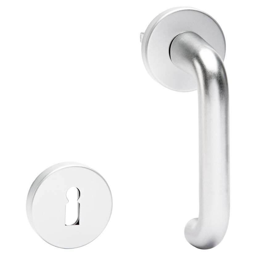 Silberner Türdrücker Claudia aus eloxiertem Aluminium