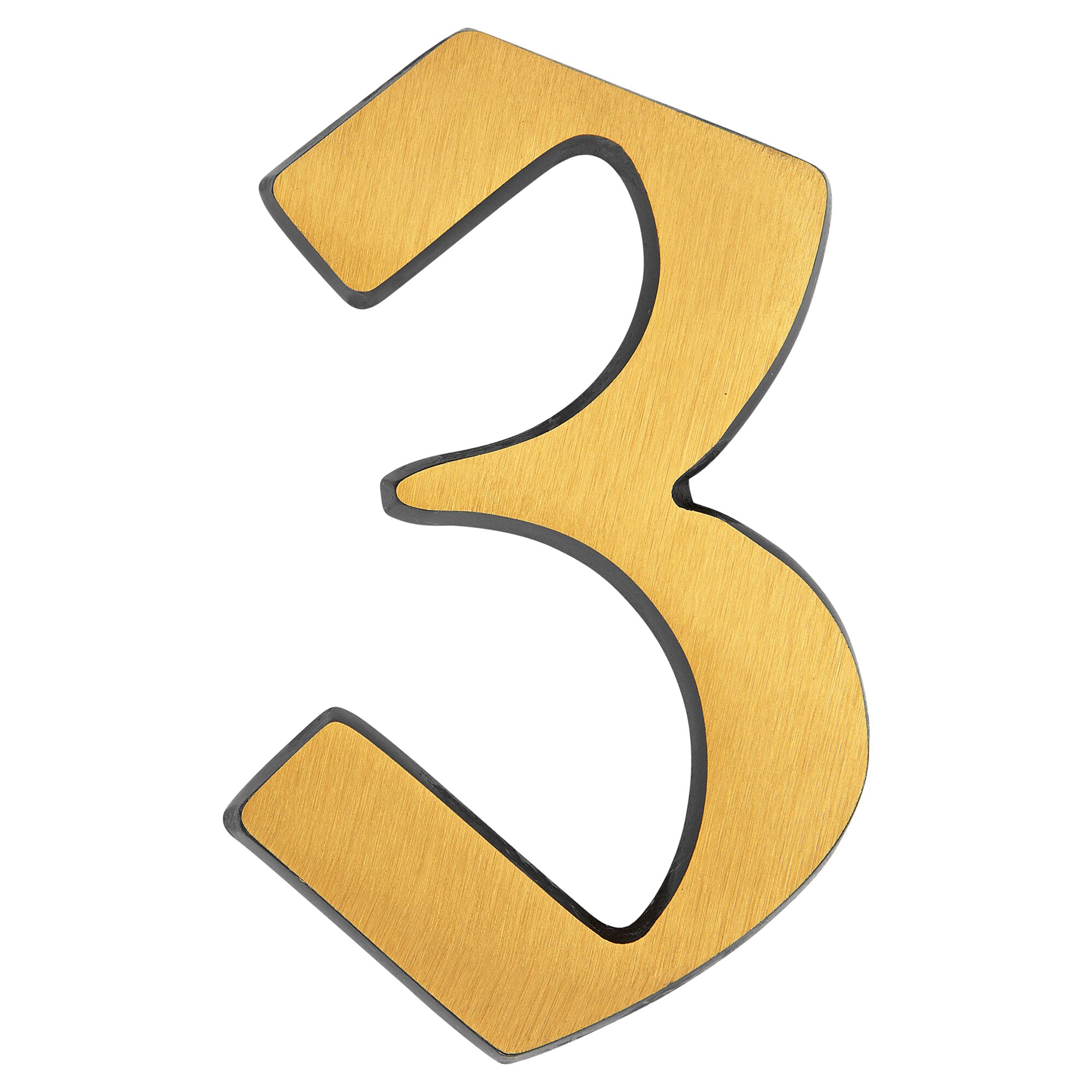 Goldene Hausnummer 3, brüniert