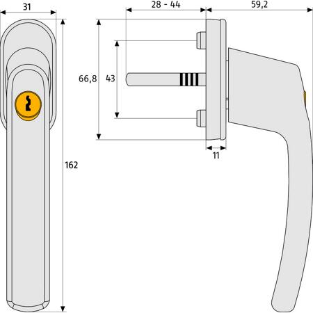 3. Bild von Abschließbarer Fenstergriff mit Druckzylinder