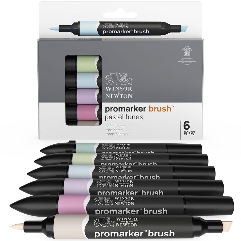 Sechs ProMarker Brush Stifte in Pastelltönen