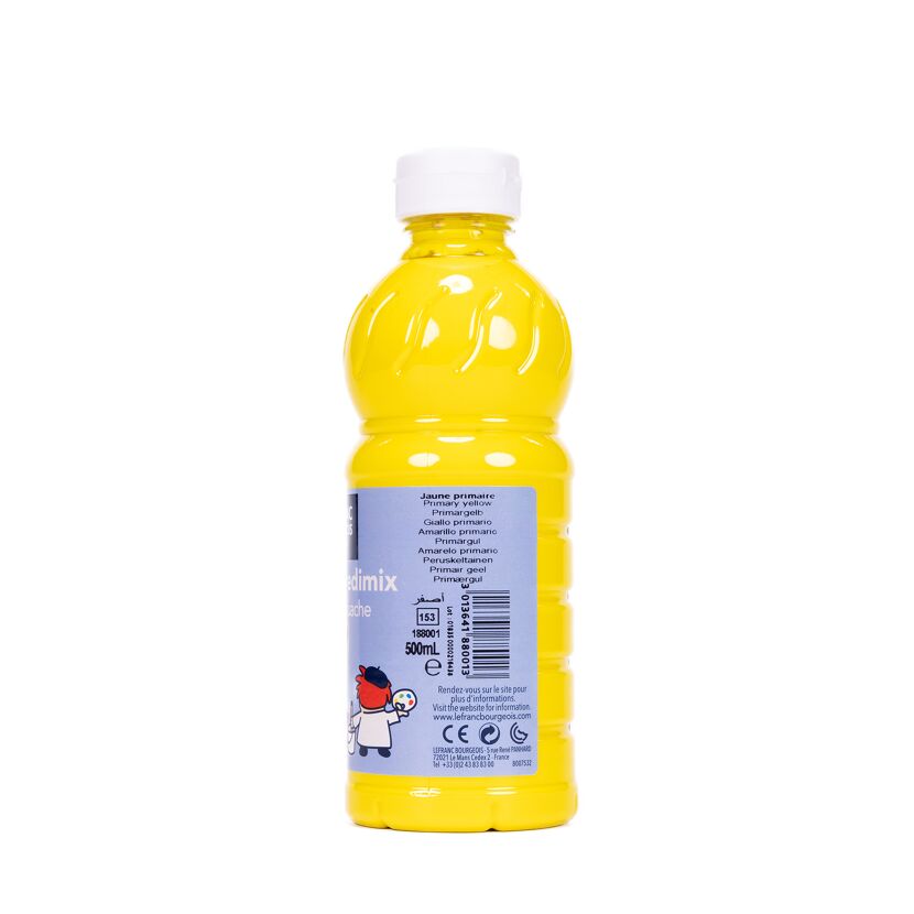 Primärgelbe Temperafarbe in Plastikflasche