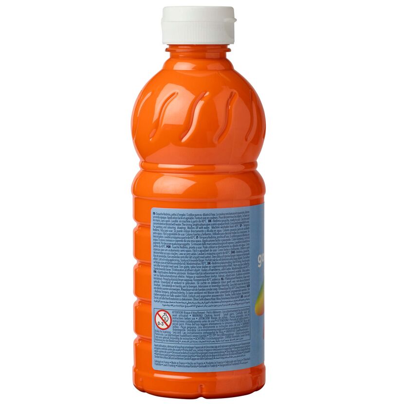 Flasche mit oranger Temperafarbe