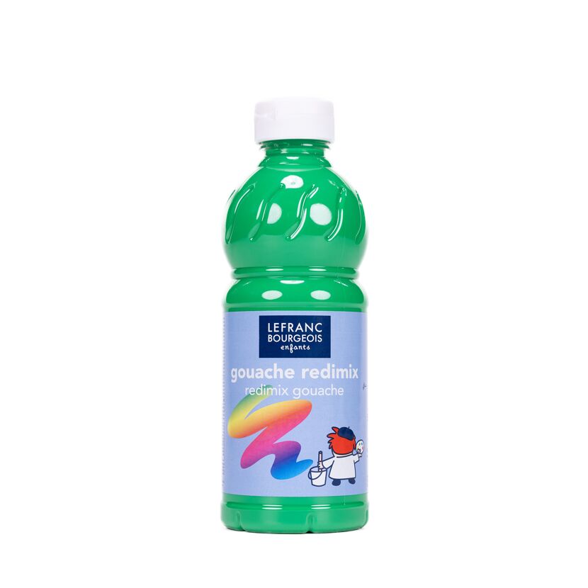 Grüne Temperafarbe in einer Flasche.