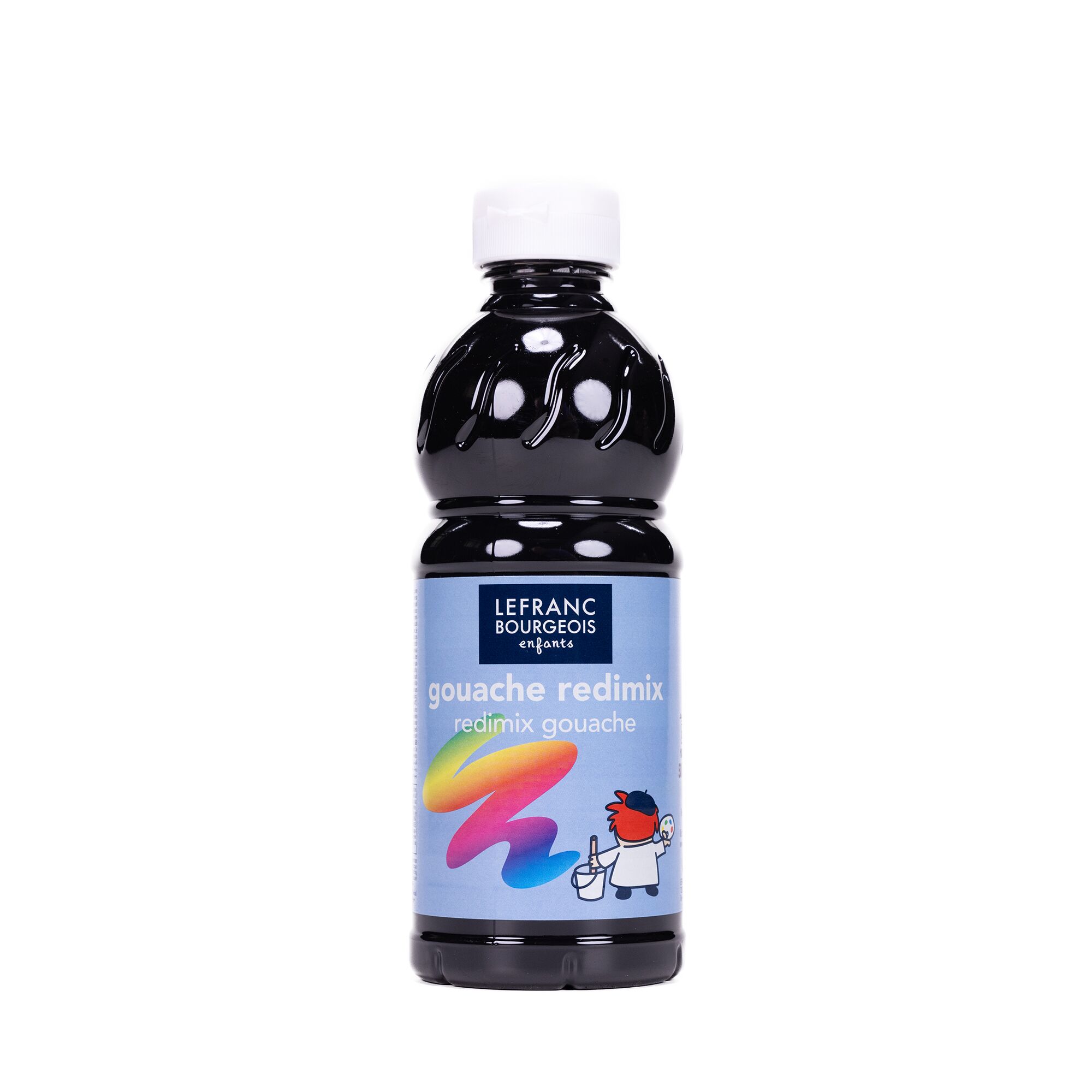 Schwarze Temperafarbe in der Flasche