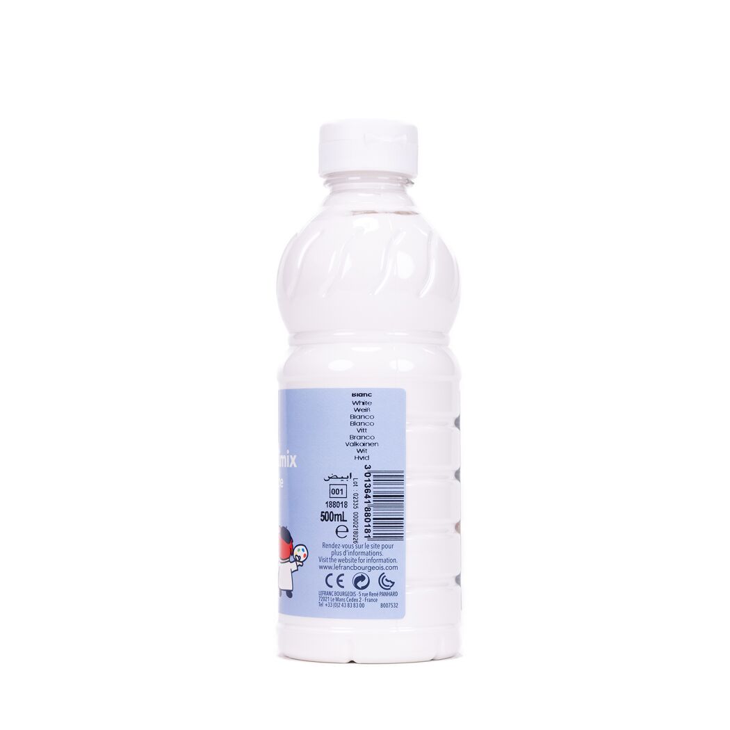 Weiße Temperafarbe in der Flasche