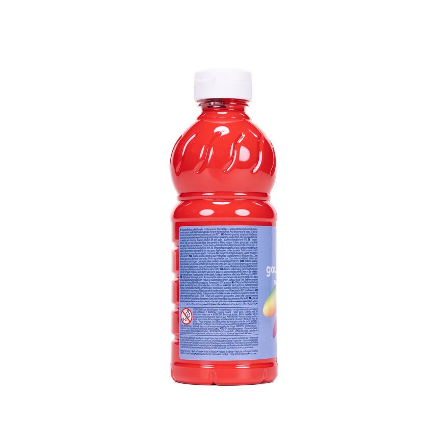 Rote Temperafarbe in einer Flasche