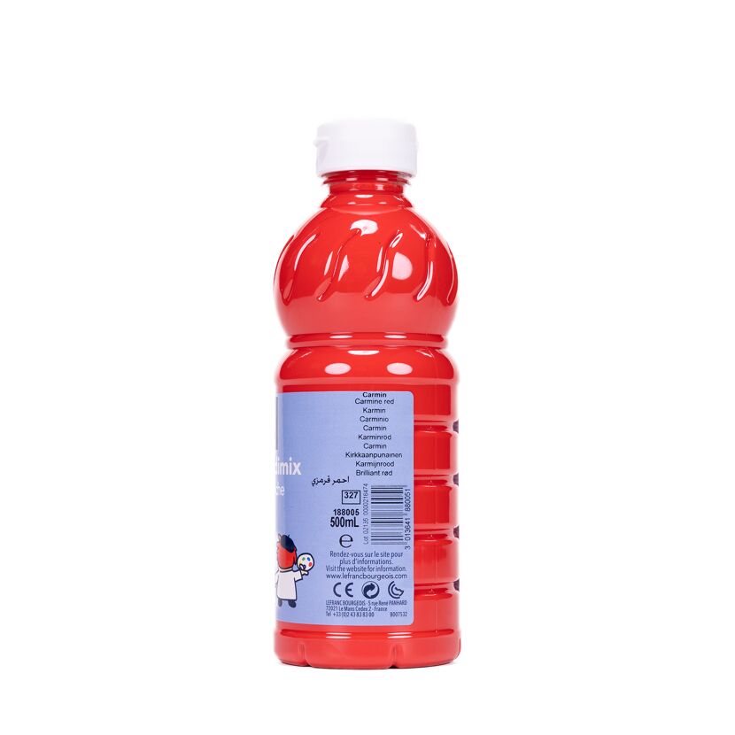 Flasche mit karminroter Temperafarbe