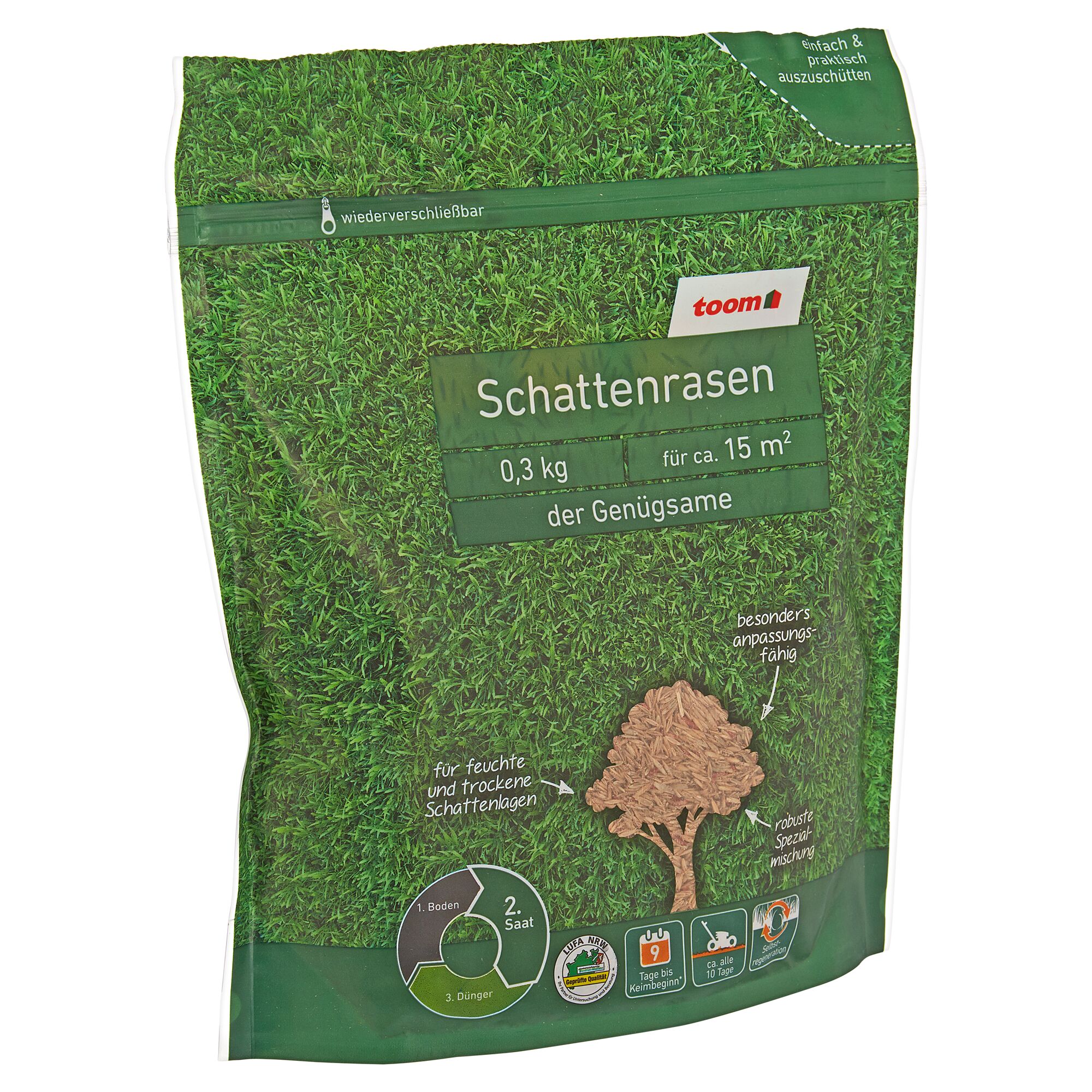 toom Schattenrasen, 0,3 kg für ca. 15 m²