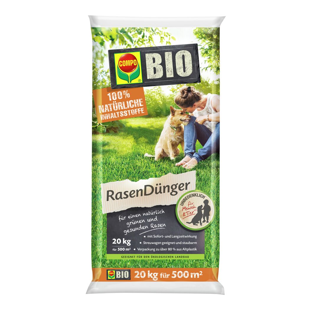 COMPO BIO Rasendünger 20 kg für 500 m²