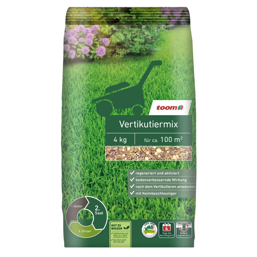 Vertikutiermix mit Rasen und Vertikutierer