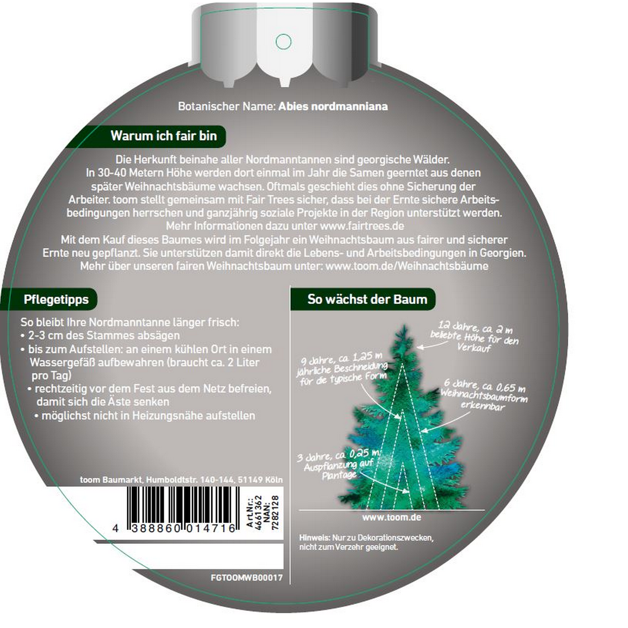 Fair Trees® Weihnachtsbaum Nordmanntanne gesägt 100-130 cm + product picture