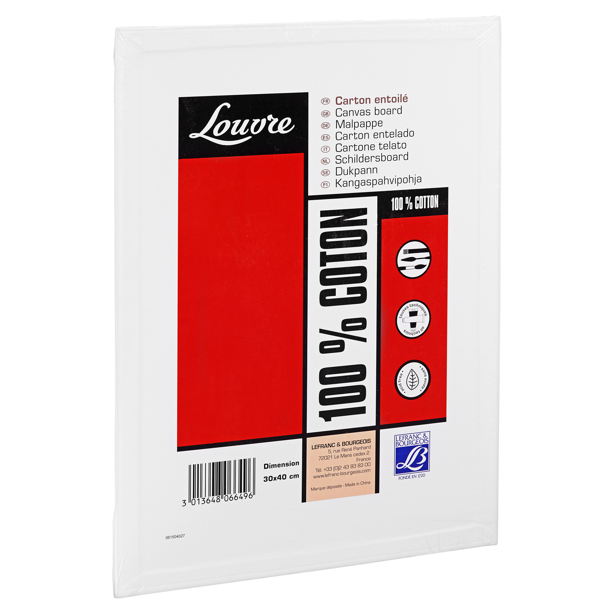 Malpappe "Louvre" Karton baumwollbespannt weiß 30 x 40 cm + product picture
