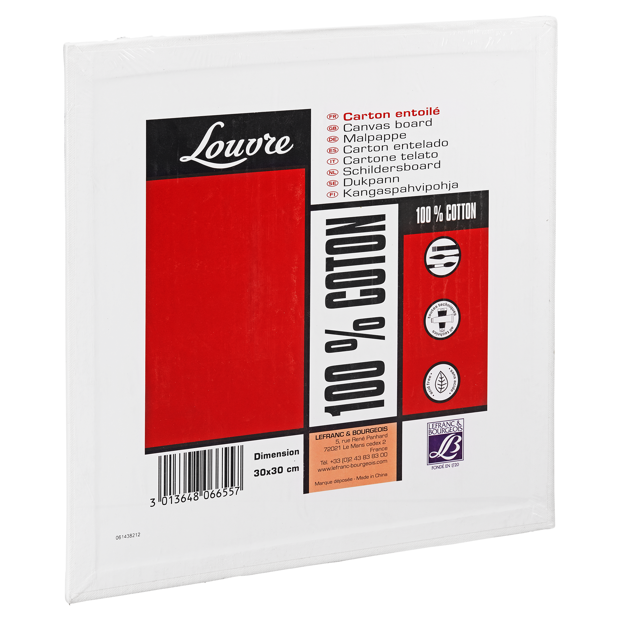 Malpappe "Louvre" Karton baumwollbespannt weiß 30 x 30 cm + product picture