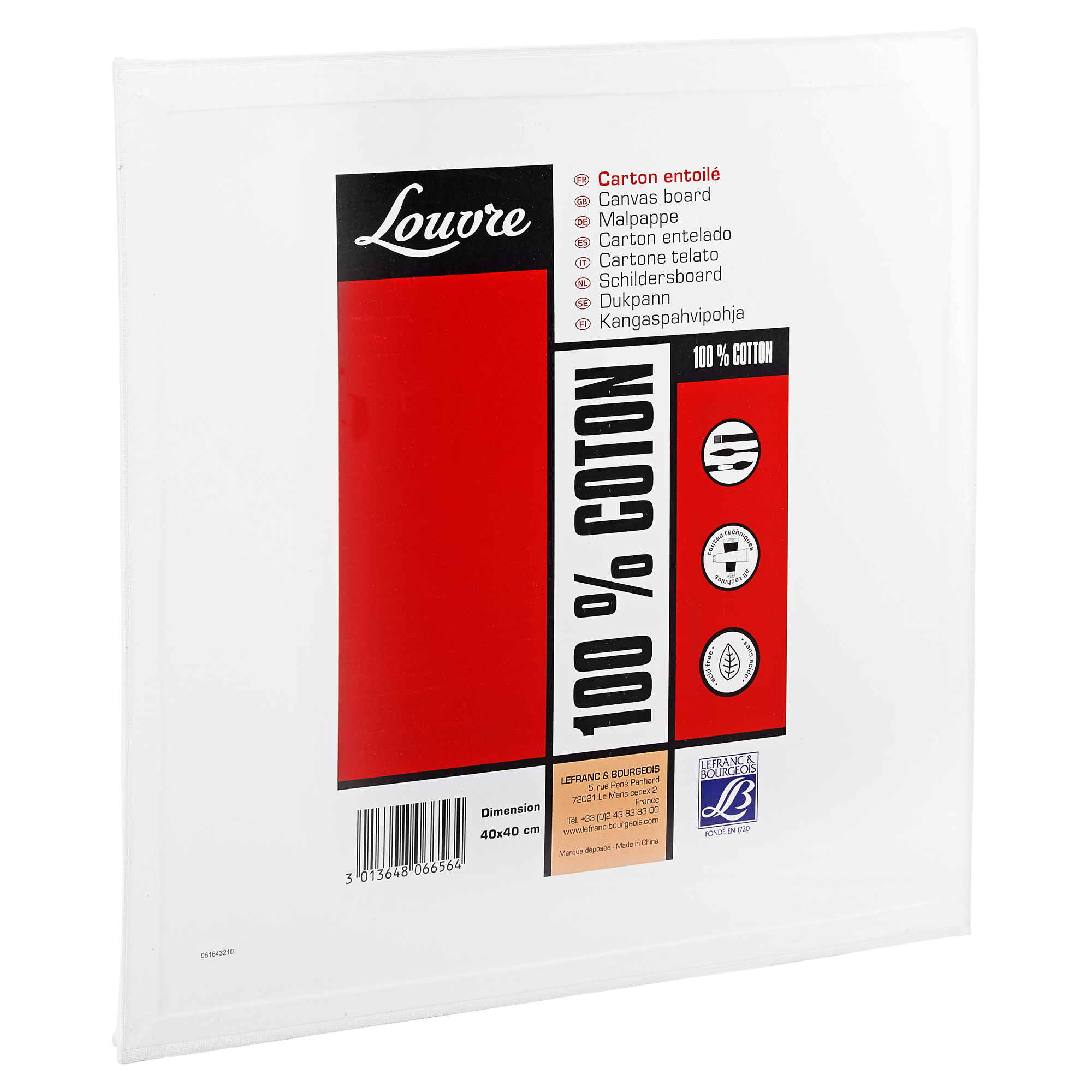 Malpappe "Louvre" Karton baumwollbespannt weiß 40 x 40 cm + product picture