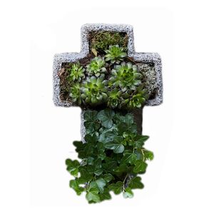 Grab-Arrangement Kreuz bepflanzt, 22 x 15 cm