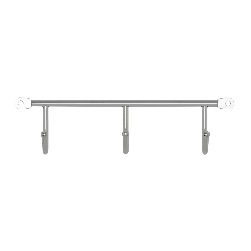 Garderobe mit drei Haken, verchromt glänzend