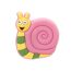 Rosa-gelbe Schnecke mit lächelndem Gesicht