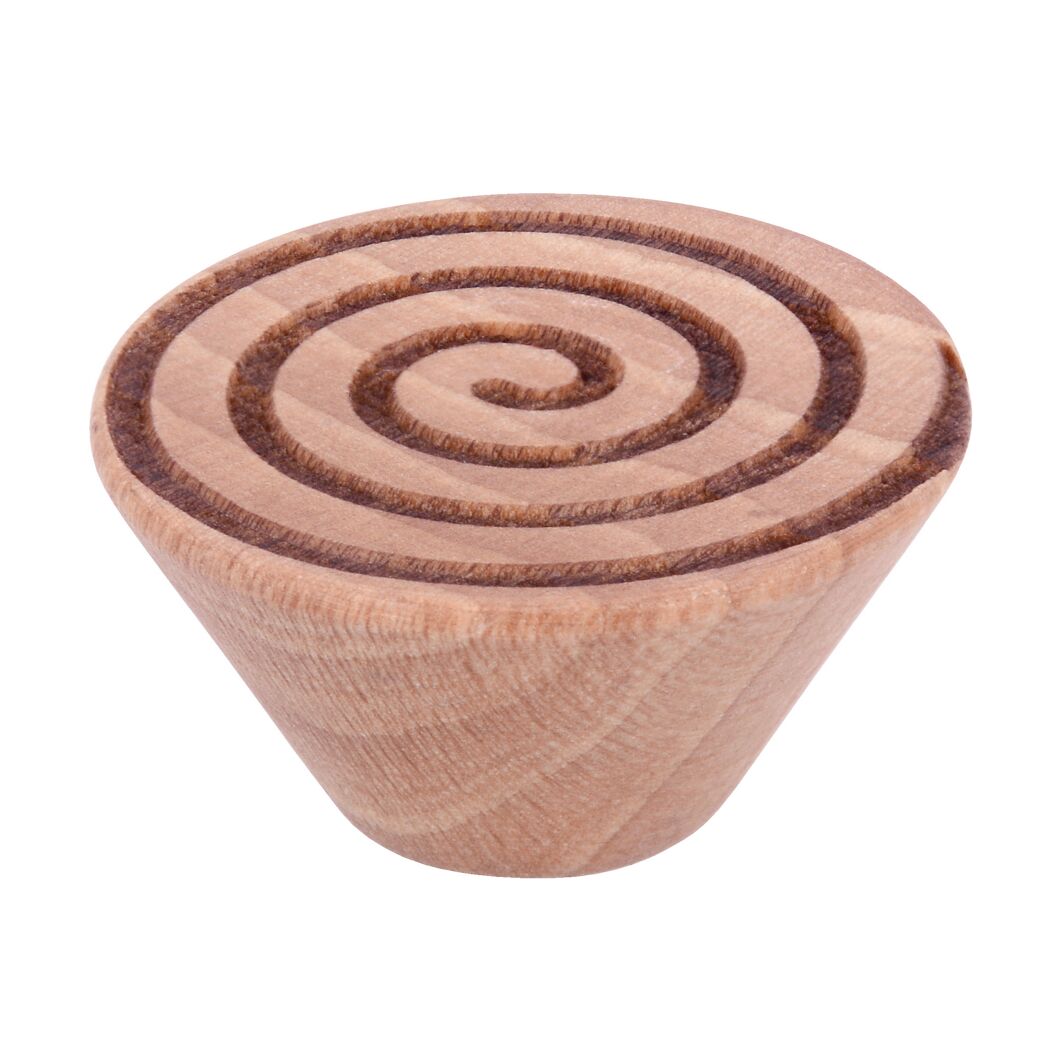 Runder, kegelförmiger Holzknopf mit Spiralmuster