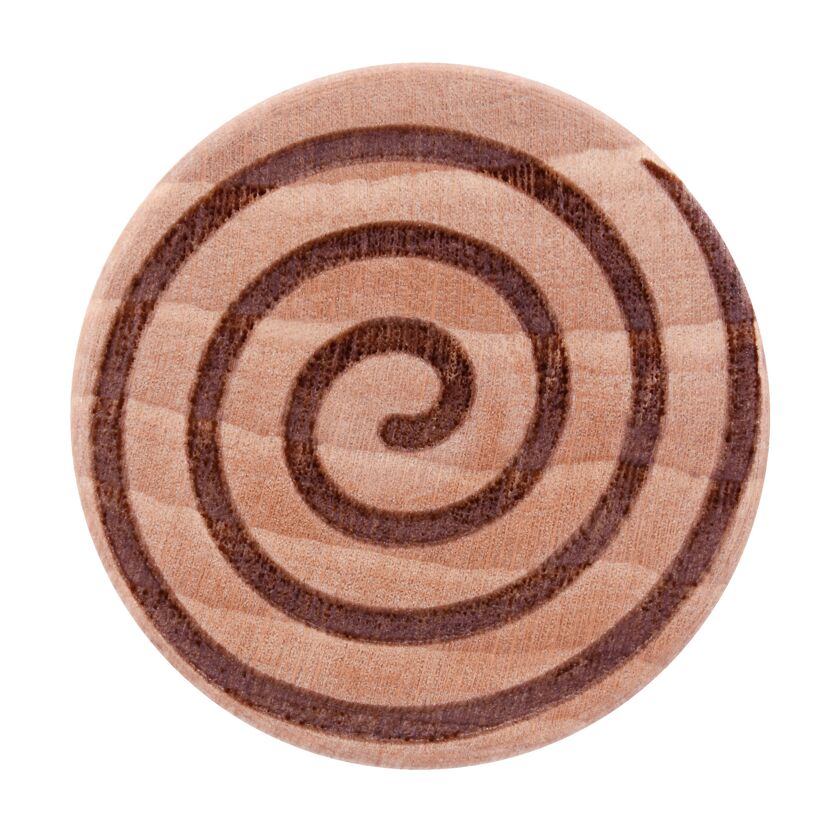Runder Holzknopf mit Spiralmuster