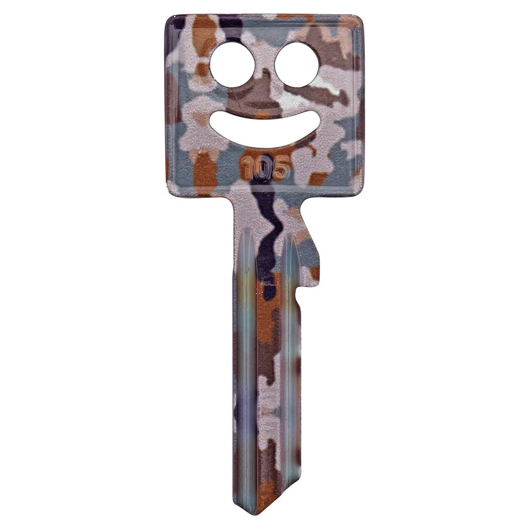 Schlüssel mit Smiley und Tarnmuster