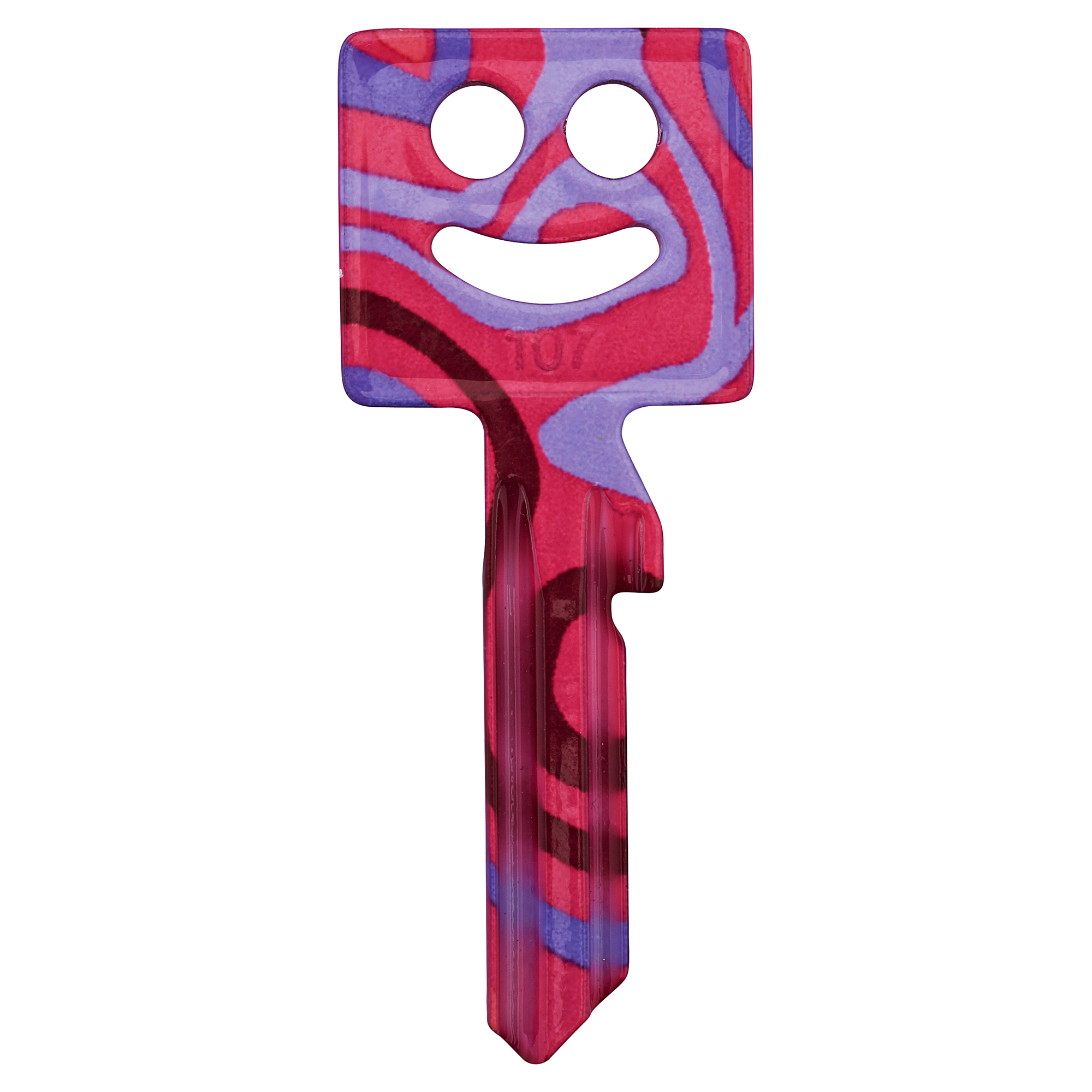 Bunter Schlüssel mit lachendem Gesicht.