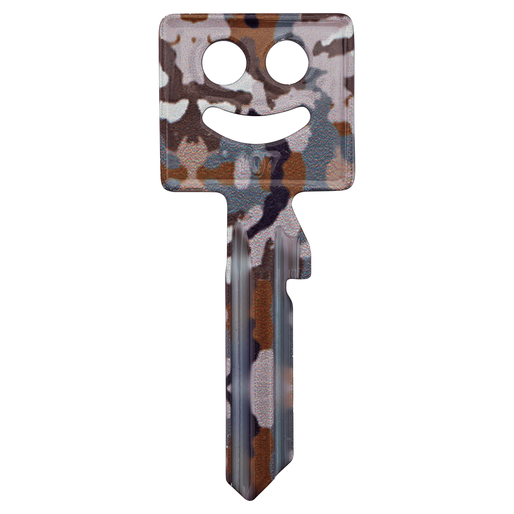 Schlüssel mit Smiley-Motiv in Camouflage-Optik