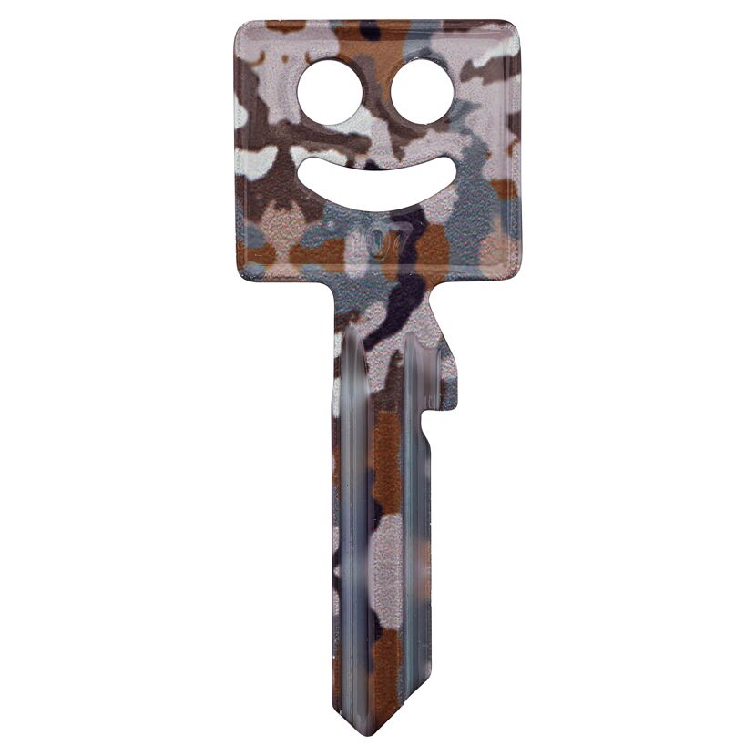 Schlüssel mit Smiley-Motiv in Camouflage-Optik