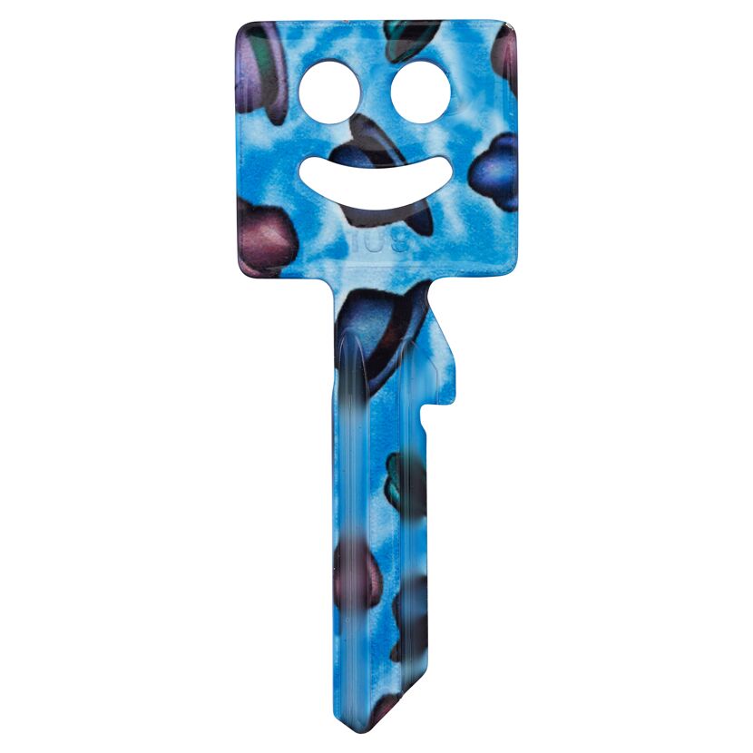 Bunter Schlüssel mit lachendendem Gesicht.