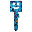 Bunter Schlüssel mit Smiley-Motiv.