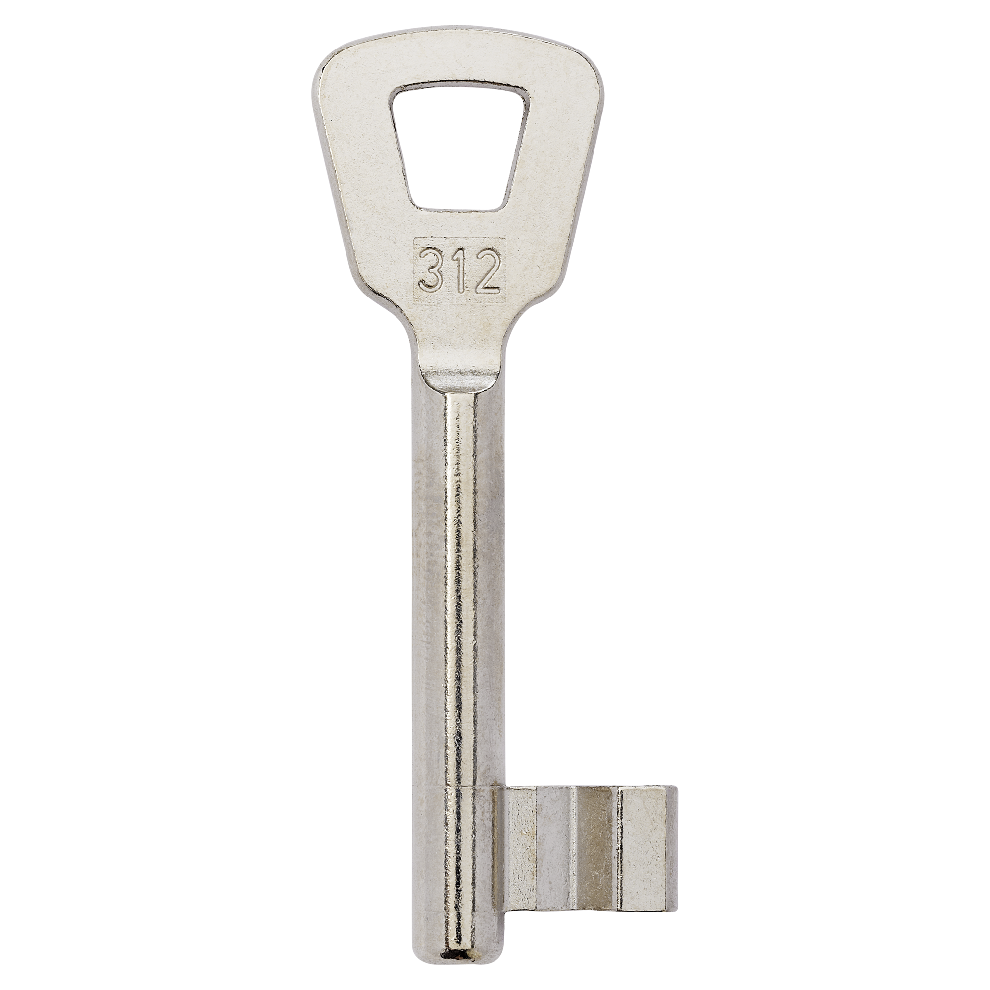 Silberner Buntbart Schlüsselrohling mit der Nummer 312.