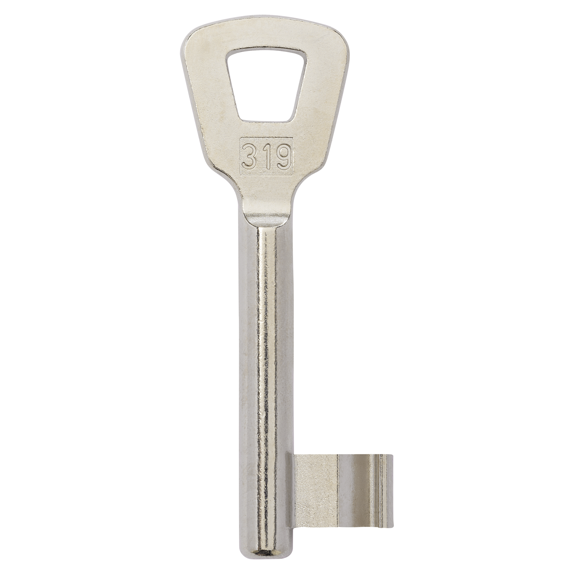 Silberner Buntbart Schlüsselrohling mit der Nummer 319.