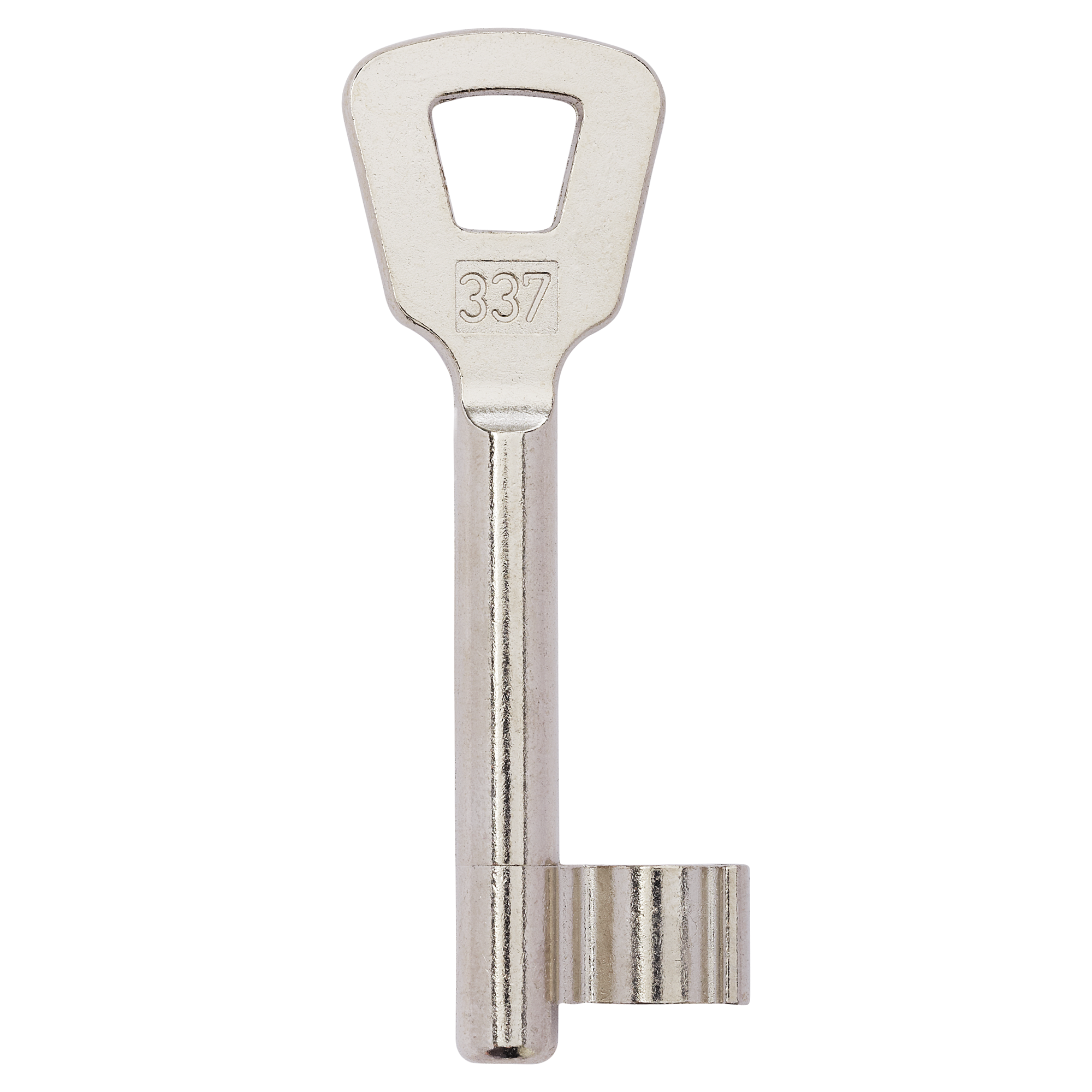 Silberner Buntbart Schlüsselrohling mit der Nummer 337.