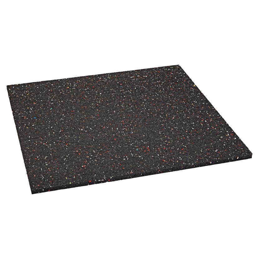 Schwarze Dämmstoffplatte mit bunten Sprenkeln