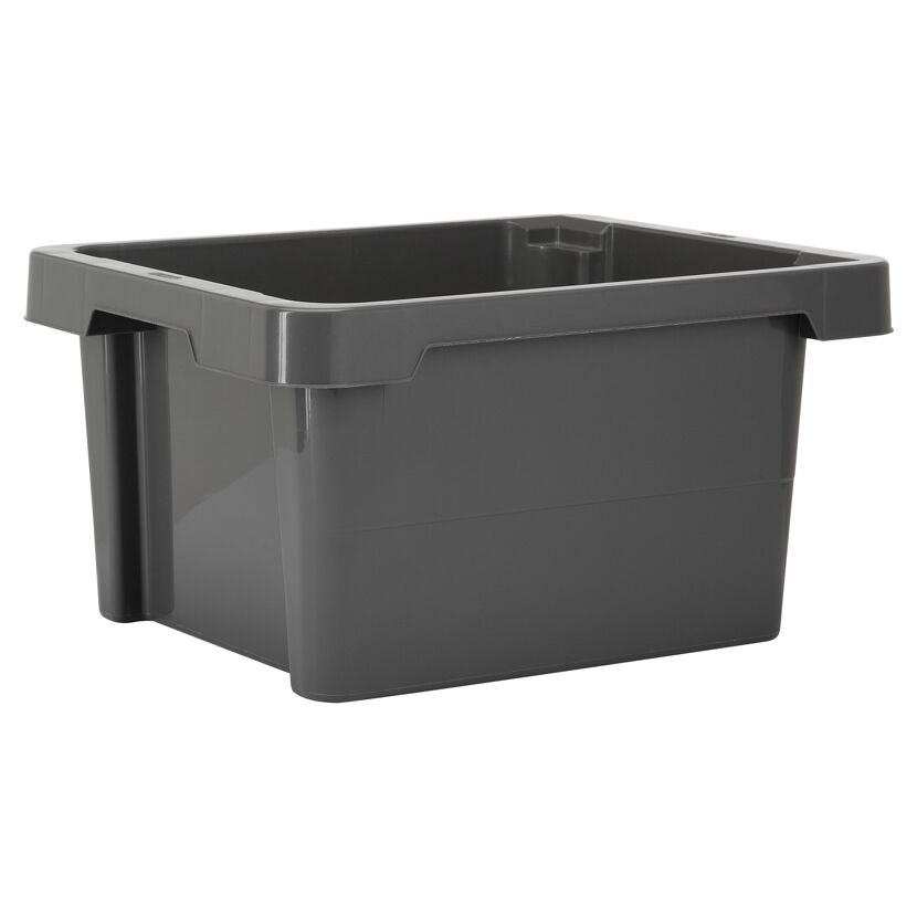 Graue Dreh-Stapelbox aus Kunststoff