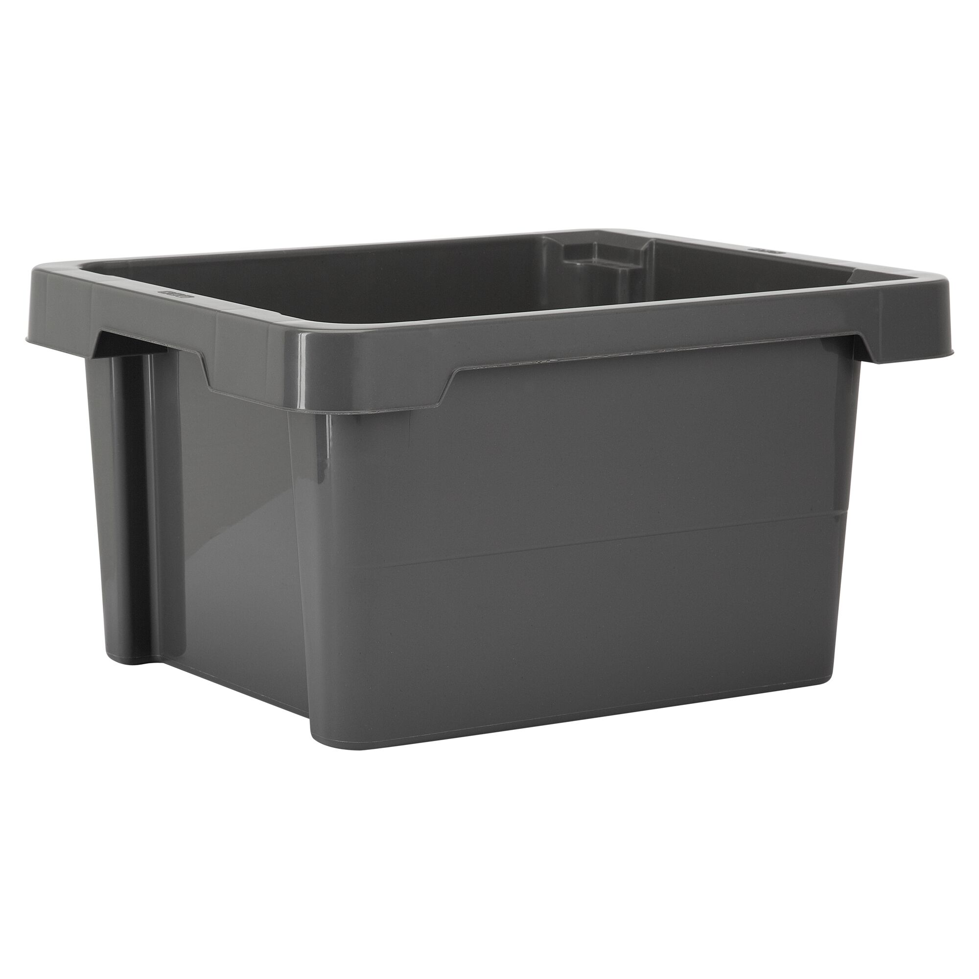 Graue Dreh-Stapelbox aus Kunststoff