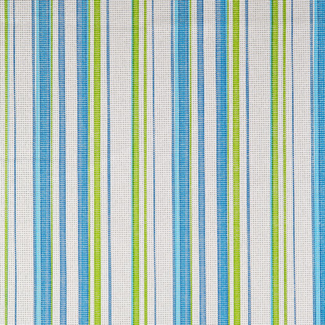 Weißer Tischläufer mit grünen und blauen Streifen