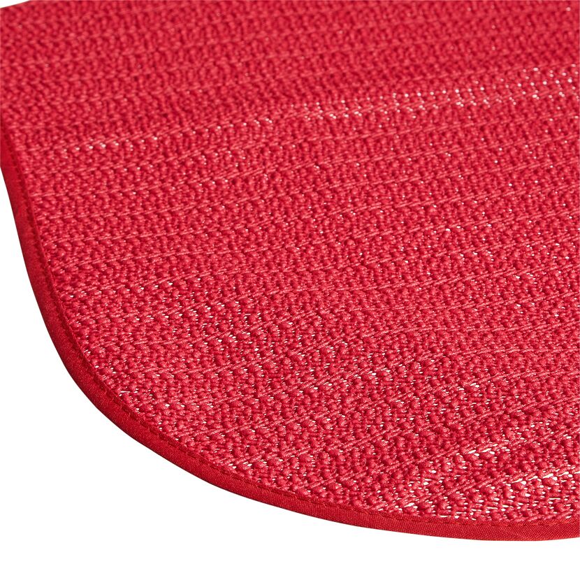 Rote Gartentischdecke aus PVC, Nahaufnahme