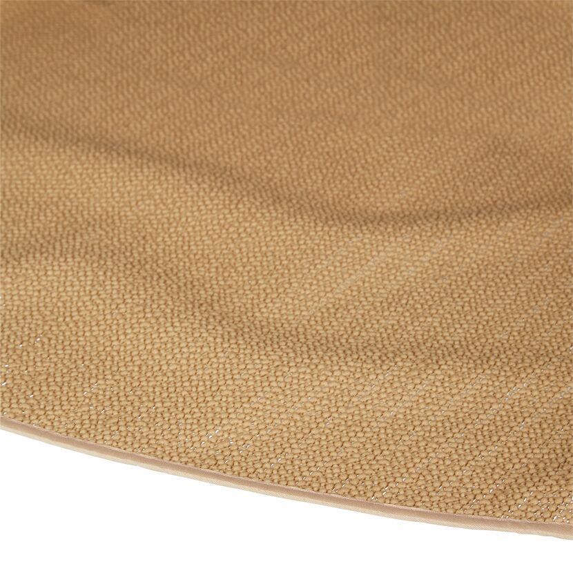 Beige Gartentischdecke aus PVC mit Paspel.