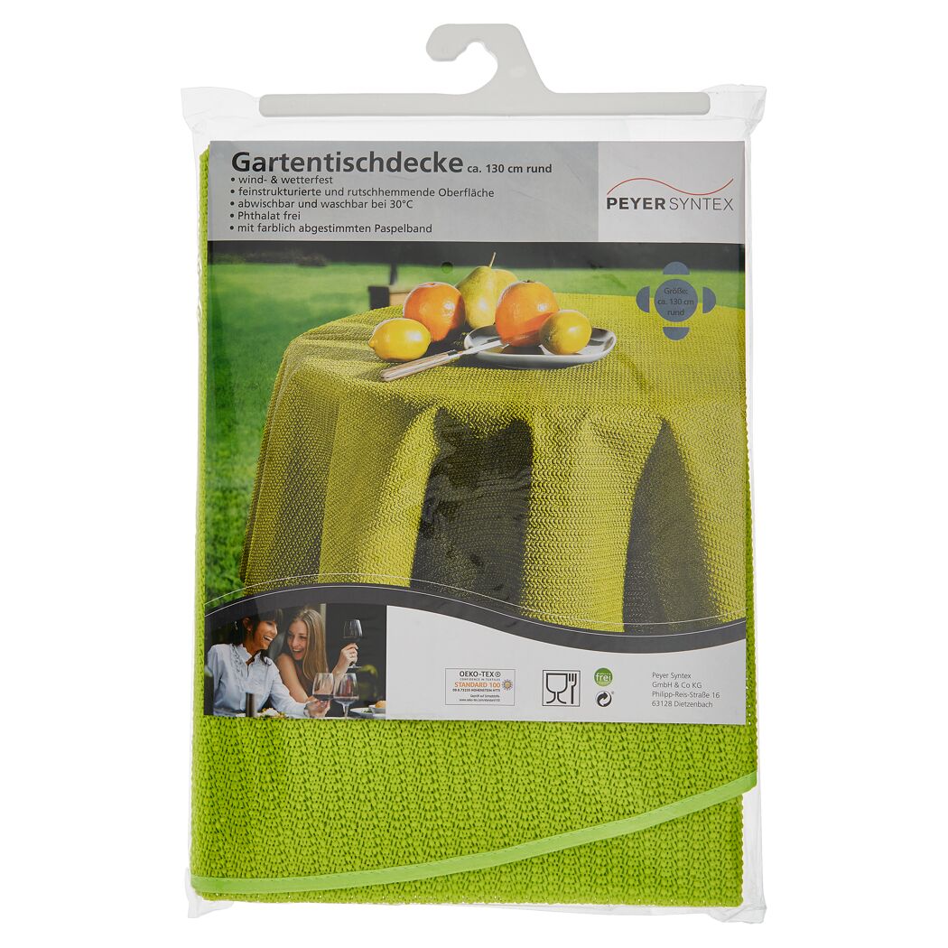 Grüne Gartentischdecke in Verpackung