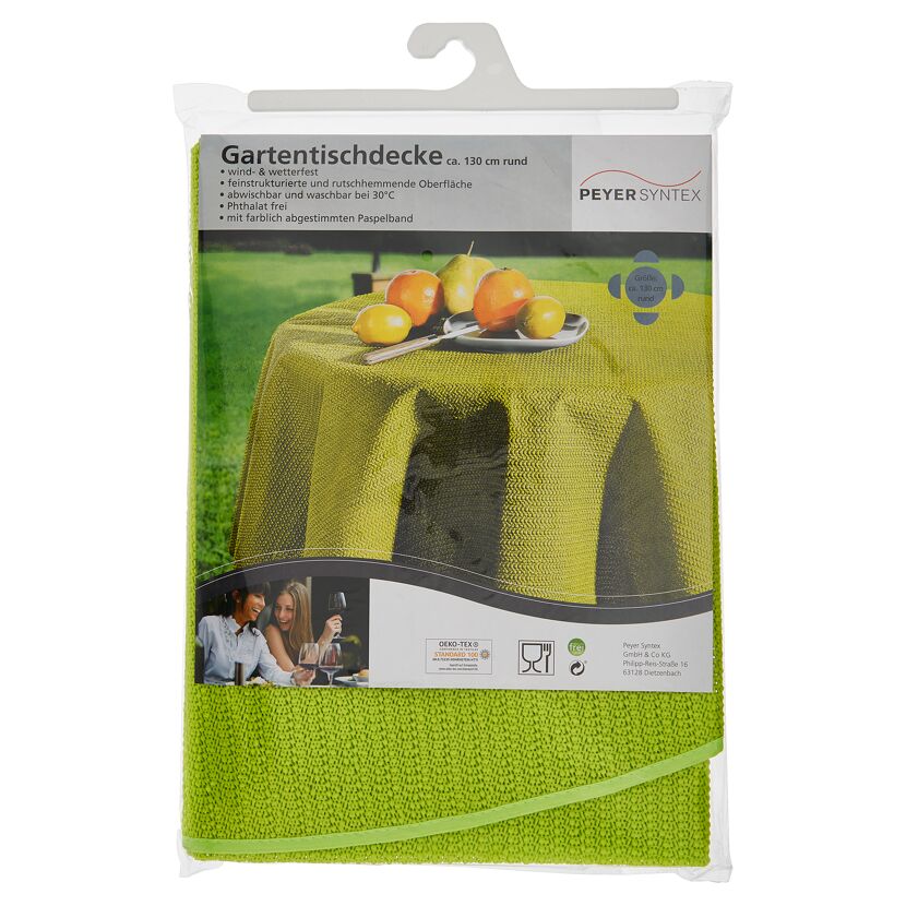 Grüne Gartentischdecke in Verpackung