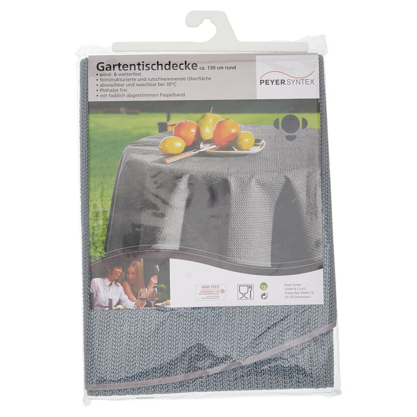 Silbergraue Gartentischdecke in Verpackung