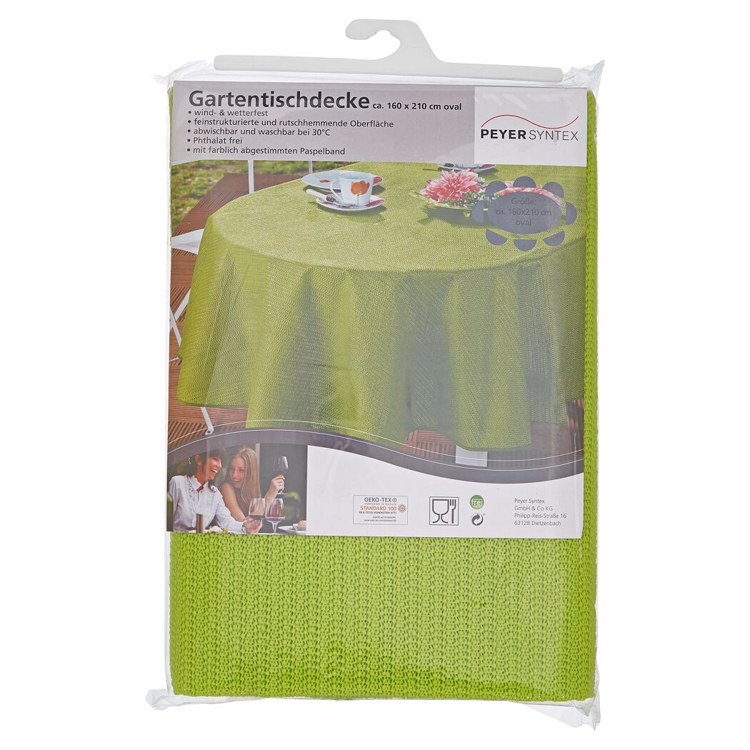 Grüne Gartentischdecke in Verpackung