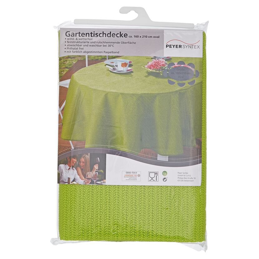 Grüne Gartentischdecke in Verpackung