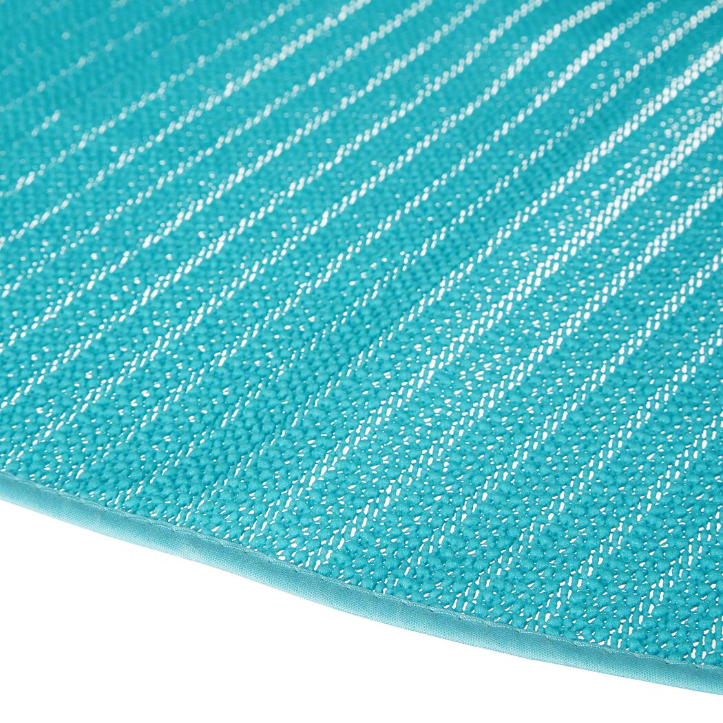 Türkisfarbene Gartentischdecke aus PVC, Nahaufnahme
