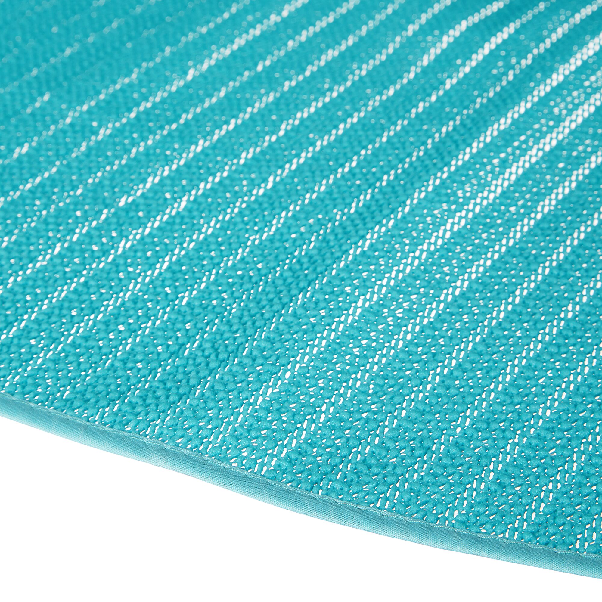 Türkisfarbene Gartentischdecke aus PVC, Nahaufnahme