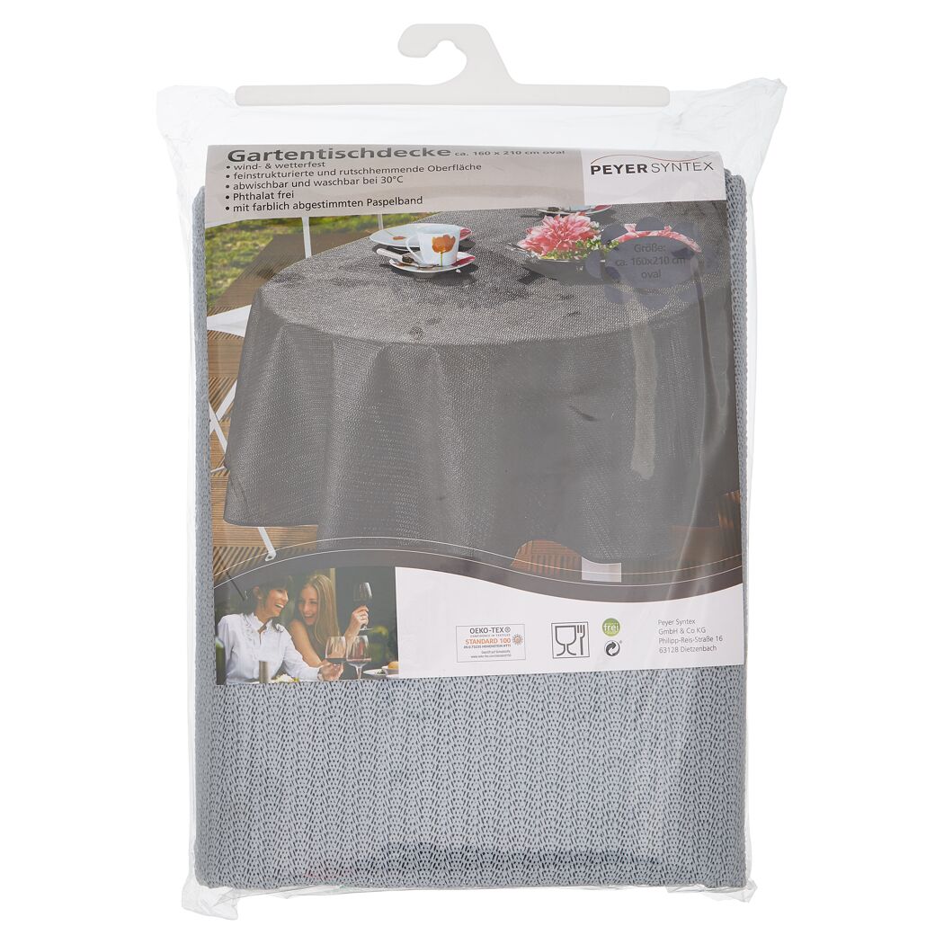 Graue Gartentischdecke in Verpackung