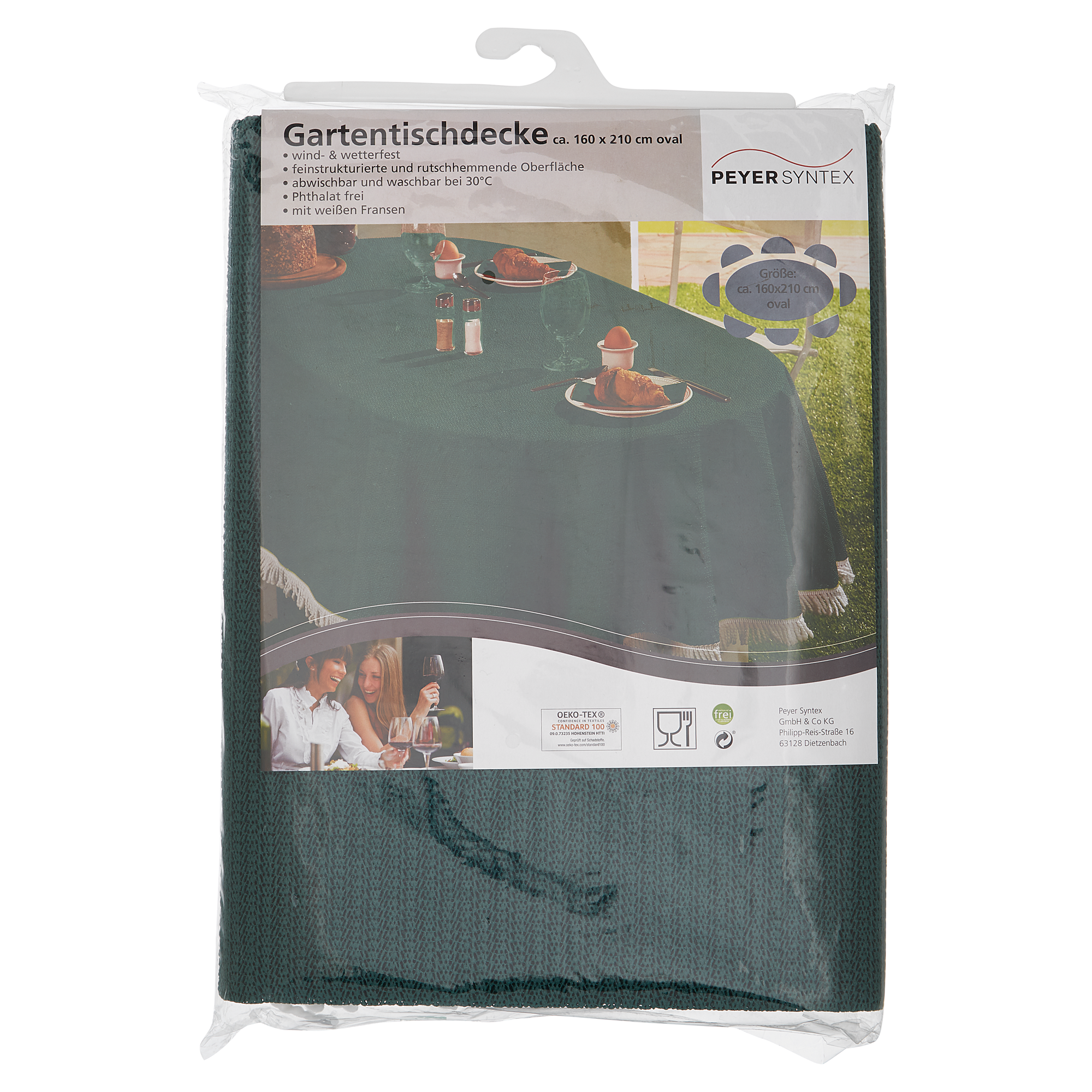 Gartentischdecke PVC oval dunkelgrün 160 x 210 cm + product picture