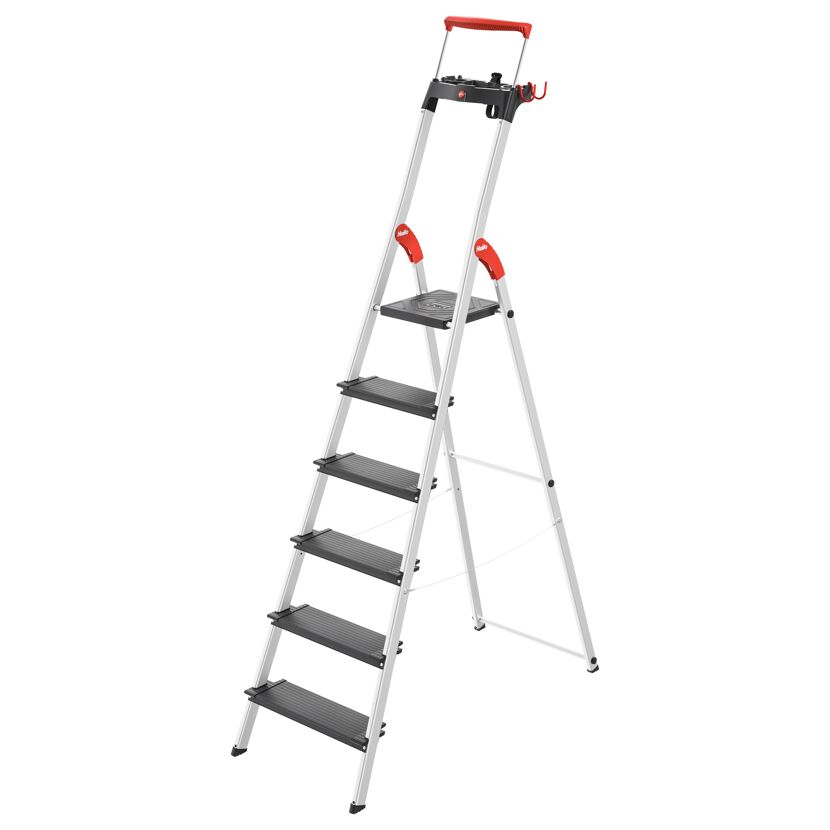 Stehleiter 'L100 TopLine' 6 Stufen, silbern 128 cm