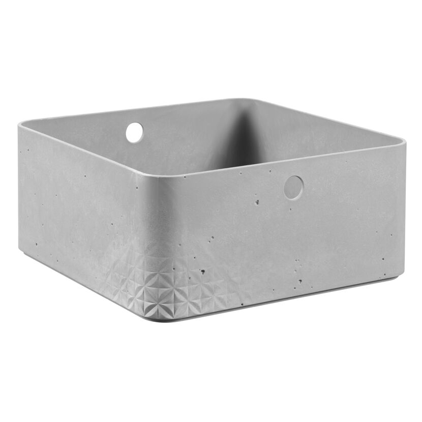 Aufbewahrungsbox 'Beton' L, quadratisch 28 x 28 x 13 cm